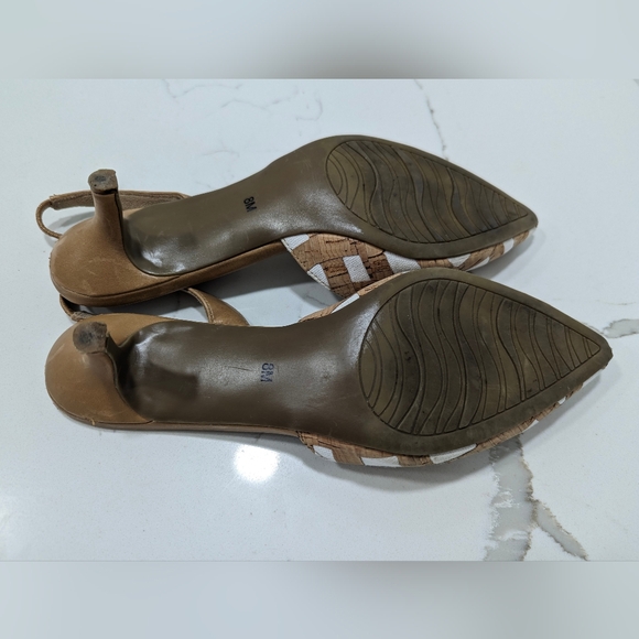 AMELIA GRACE Erica real cork slingback pointed toe brown shoe kitten heel sz 8M - Picture 9 of 9